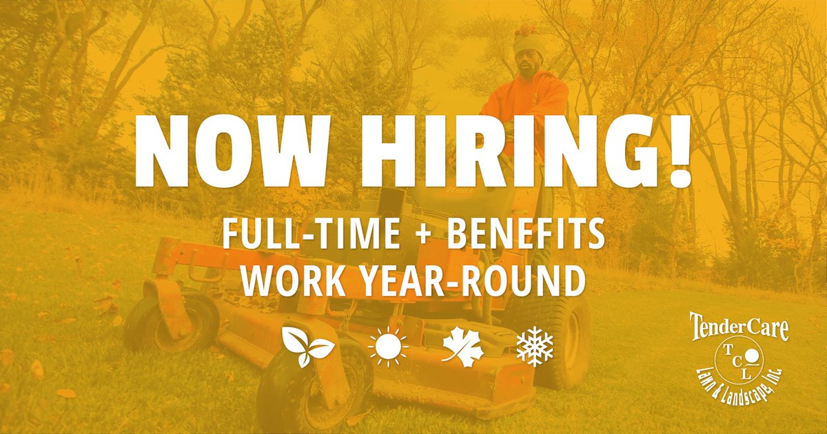 tendercarelawn's tweet photo. When you work at TenderCare, you receive:
💲Competitive pay
👍 Excellent benefits
🤗 A lively workplace
🌱 The opportunity to thrive

See our current job openings and apply today: https://t.co/IGbKfeUe8p

#Hiring #DerbyKS #LawnAndLandscape https://t.co/flz2yrG4yu