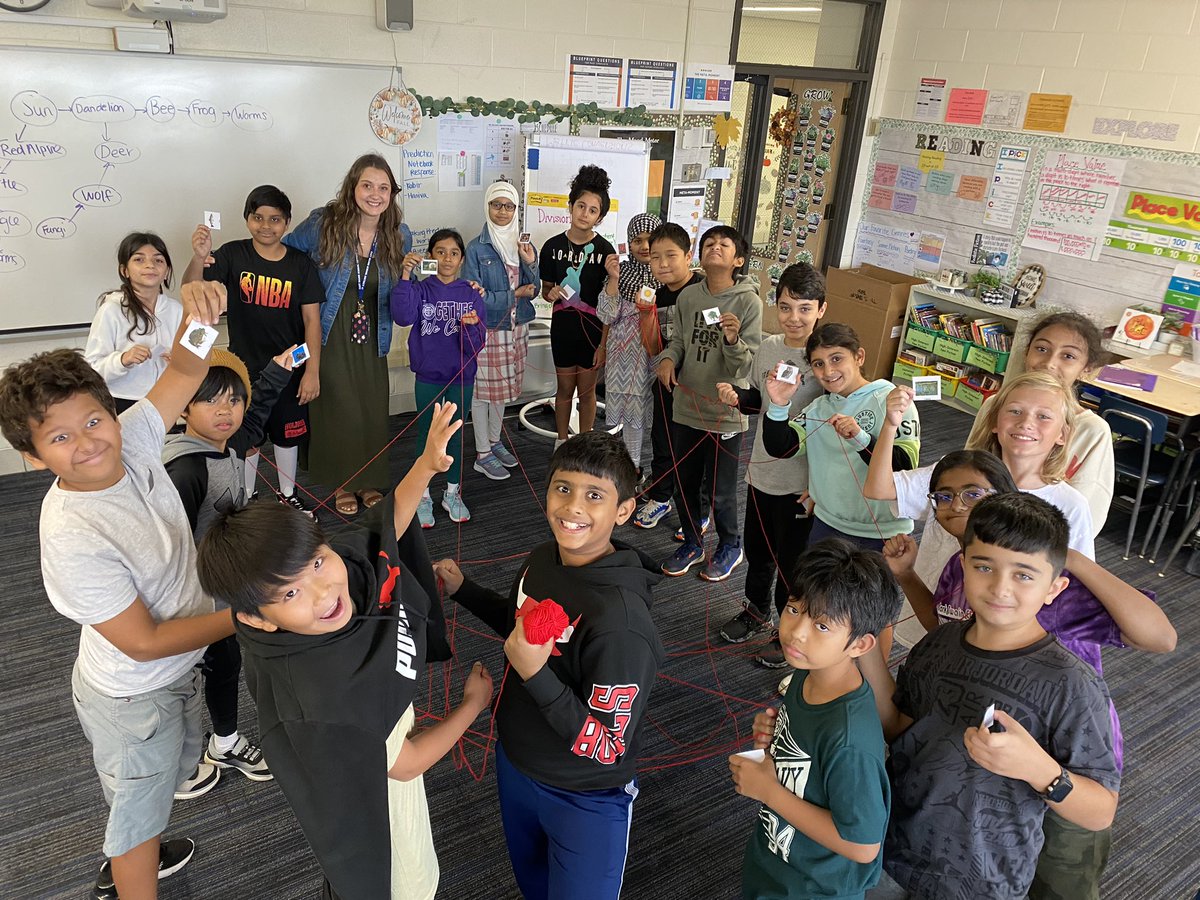Room 204 made a real life example of an interconnected food web in science. Each student was assigned a different organism in the ecosystem and we discussed why food webs are important. We had so much fun participating in this activity! <a href="/sussman_howard/">Howard Sussman</a> <a href="/EydisEllian/">Ellian Eydis</a> <a href="/MarkTwainD63/">Mark Twain School</a>
