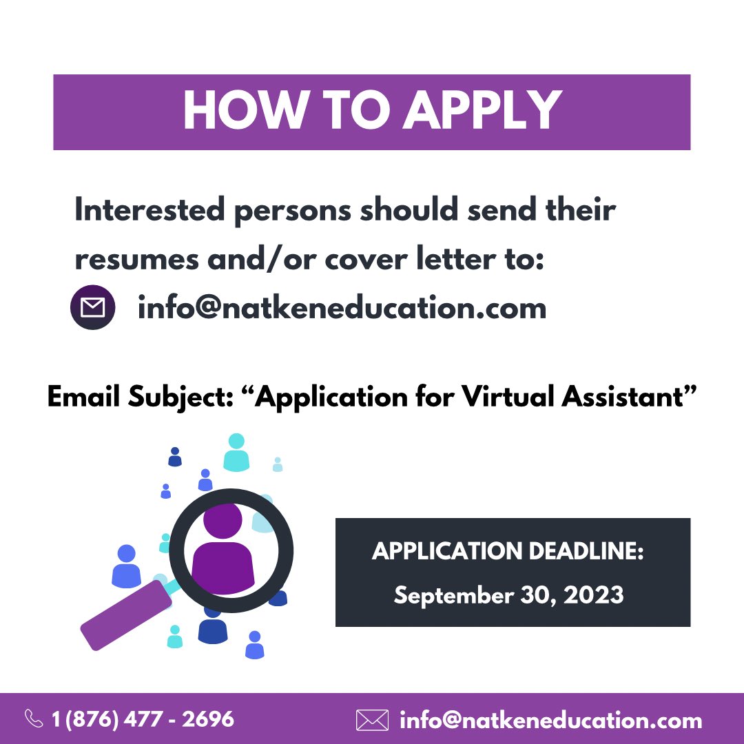 NatkenEducation's tweet photo. #WeAreHiring a Virtual Assistant to assist with the smooth operation of our day to day activities! Interested candidates are invited to send their resumes to info@natkeneducation.com 

#Natken #JobOpportunity https://t.co/gMKjGy3imn