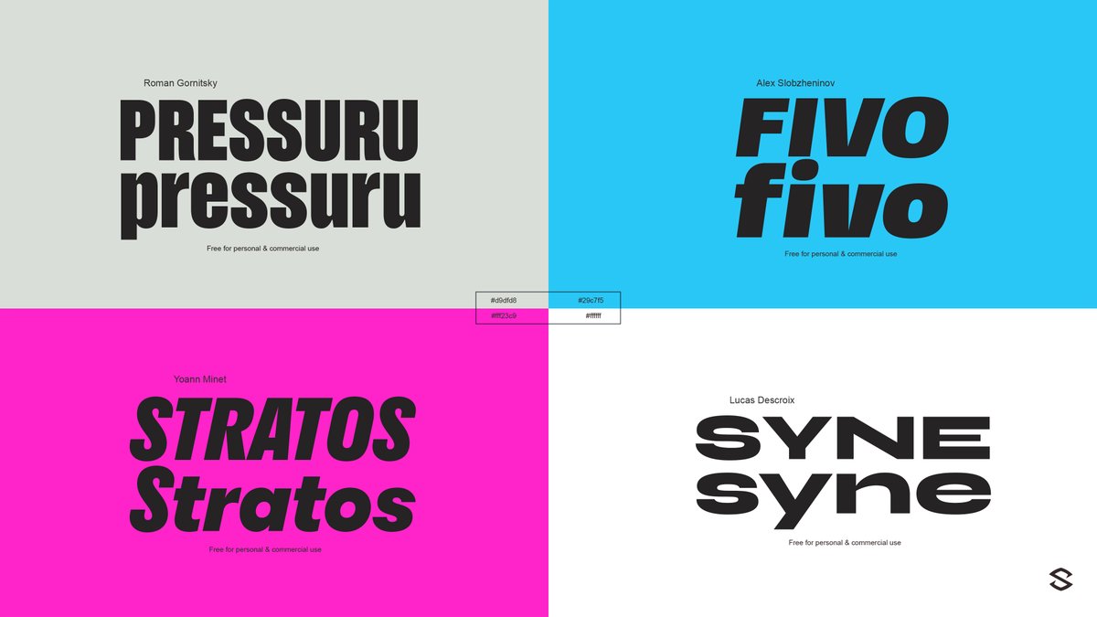 For my graphic designers,

Wanted to share some of my recent bold/unique sans serifs because I was getting bored of my usuals. [13]

All free for commercial use.

bit.ly/3EJyWiv