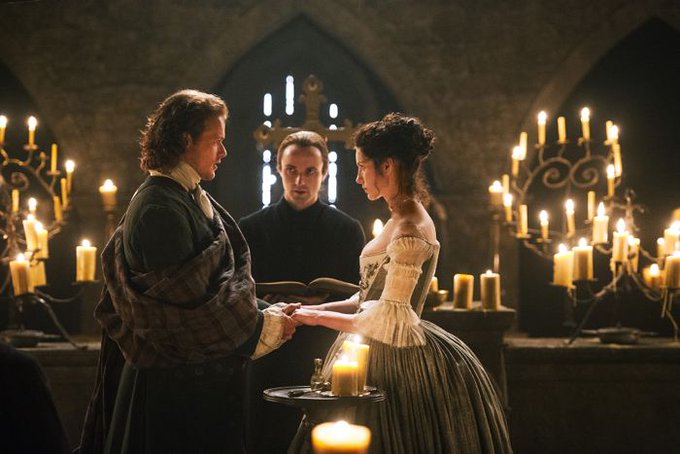 TVTango's tweet image. 📺Today TV History: Claire Randal(@caitrionambalfe) and Jamie Fraser (@SamHeughan) Marry on #Outlander @Outlander_STARZ 2014. Season 1; Episode: "The Wedding" bit.ly/1d7maHJ