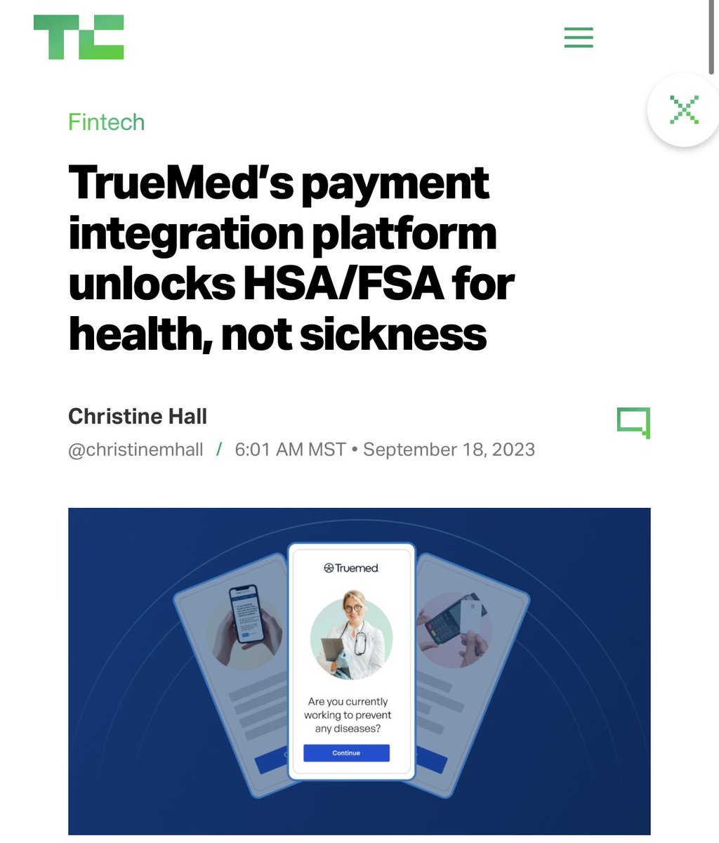 Thrilled to officially announce <a href="/TrueMedPayments/">Truemed</a> 

HSA/FSA funds aren’t just for “when you get sick” - they can be used to STAY HEALTHY. We make this seamless. 

Read more below from <a href="/jwmares/">Justin Mares</a> and look for the Truemed option in checkout for your favorite healthy brands.