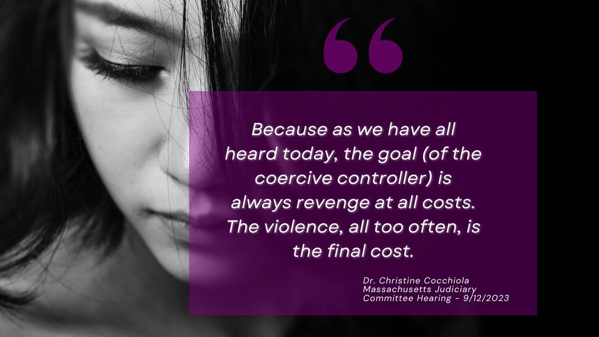 TRACcoalition's tweet photo. “Because as we have all heard today, the goal (of the coercive controller) is always revenge at all costs. The violence, all too often, is the final cost.” -Dr. Cocchiola, MA State House Testimony #coercivecontrol #mapoli #postseparationabuse #domesticviolence @coercivecontrol https://t.co/ZLA3KbJjPr