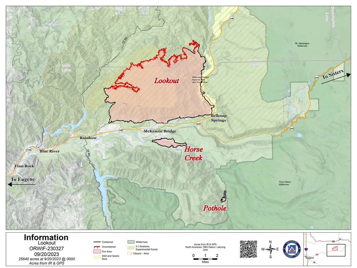 willametteNF's tweet photo. Sept. 20 UPDATE:
#LookoutFire 
Acres: 25,640
Containment: 50%
#PetesLakeFire
Acres: 3,144
Containment: 0%
Lookout/ Petes Lake/ Horse Creek/ Pothole Fires
Total personnel: 821
Crews: 21
Helicopters: 4
Engines: 28
Dozers: 4
Water Tenders: 22 https://t.co/Mo9IUOEy6o