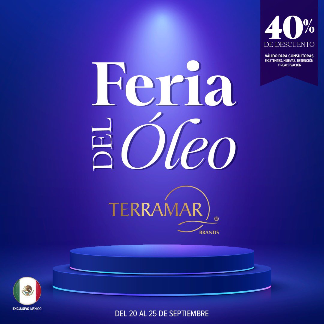 TERRAMAR_BRANDS's tweet photo. Continúa nuestra #FeriaDelOleo para ti #LiderTerramar y #ConsultoraTerramar 😍💗 con un fabuloso 40% de descuento en nuestro best sellers🌟 ¡¡El oro líquido de nuestro cuidado capilar!! 🥰¡¡Únete HOY MISMO a #Terramar y comienza una carrera exitosa!! 💙✨ https://t.co/JBMwBUSkJ1