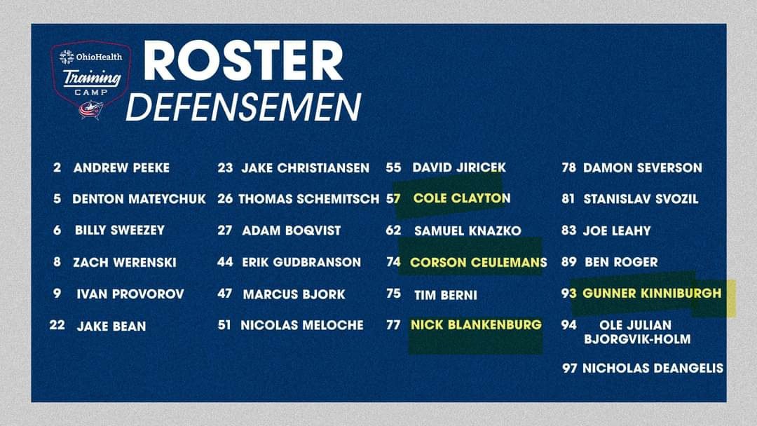 Pretty cool to see 4 former <a href="/TheAJHL/">TheAJHL</a> defensemen in camp with the <a href="/BlueJacketsNHL/">Columbus Blue Jackets</a> including a pair of former <a href="/MOBHockey/">McMurray Oil Barons</a> players in <a href="/GunnerKinnibur1/">Gunner Kinniburgh</a> &amp; Cole Clayton