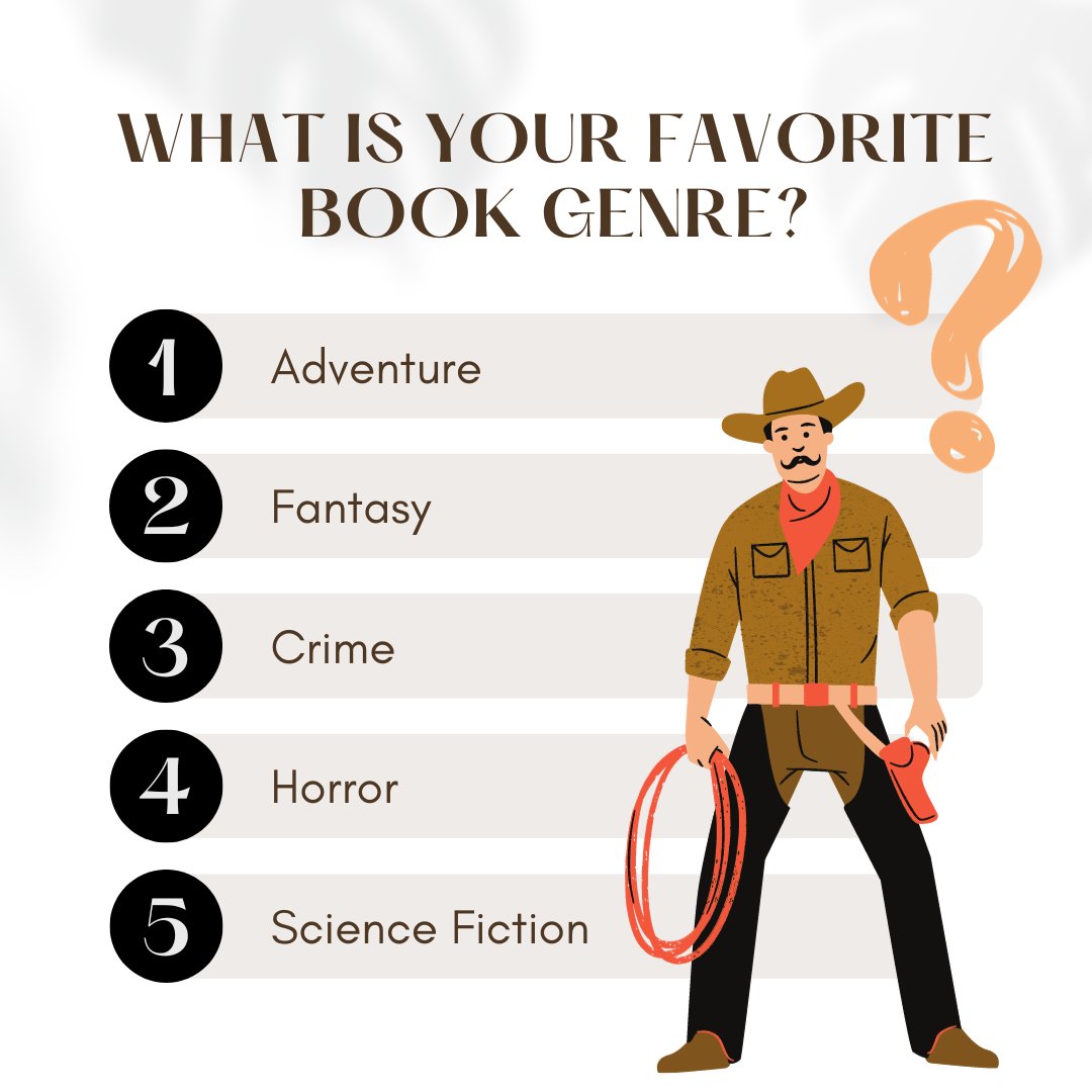 From thrilling adventures 🏞️ to fantastical realms 🧙‍♂️, spine-tingling mysteries 🕵️ to chilling horrors 😱, and mind-bending science fiction 🚀 – What's your passport to escape and adventure in the world of books? 📚✨

#BookGenres #AdventureBooks #FantasyFiction #CrimeNovels