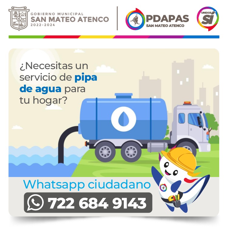 OpdapasSMA's tweet photo. #Entérate || Ahora puedes solicitar una #PipadeAgua para tu hogar a través de nuestro #WhatsAppCiudadano.
Contáctanos, será un gusto atenderte.
Por un #NuevoComienzo, #UnidosSí. https://t.co/gz4BKMWfUN