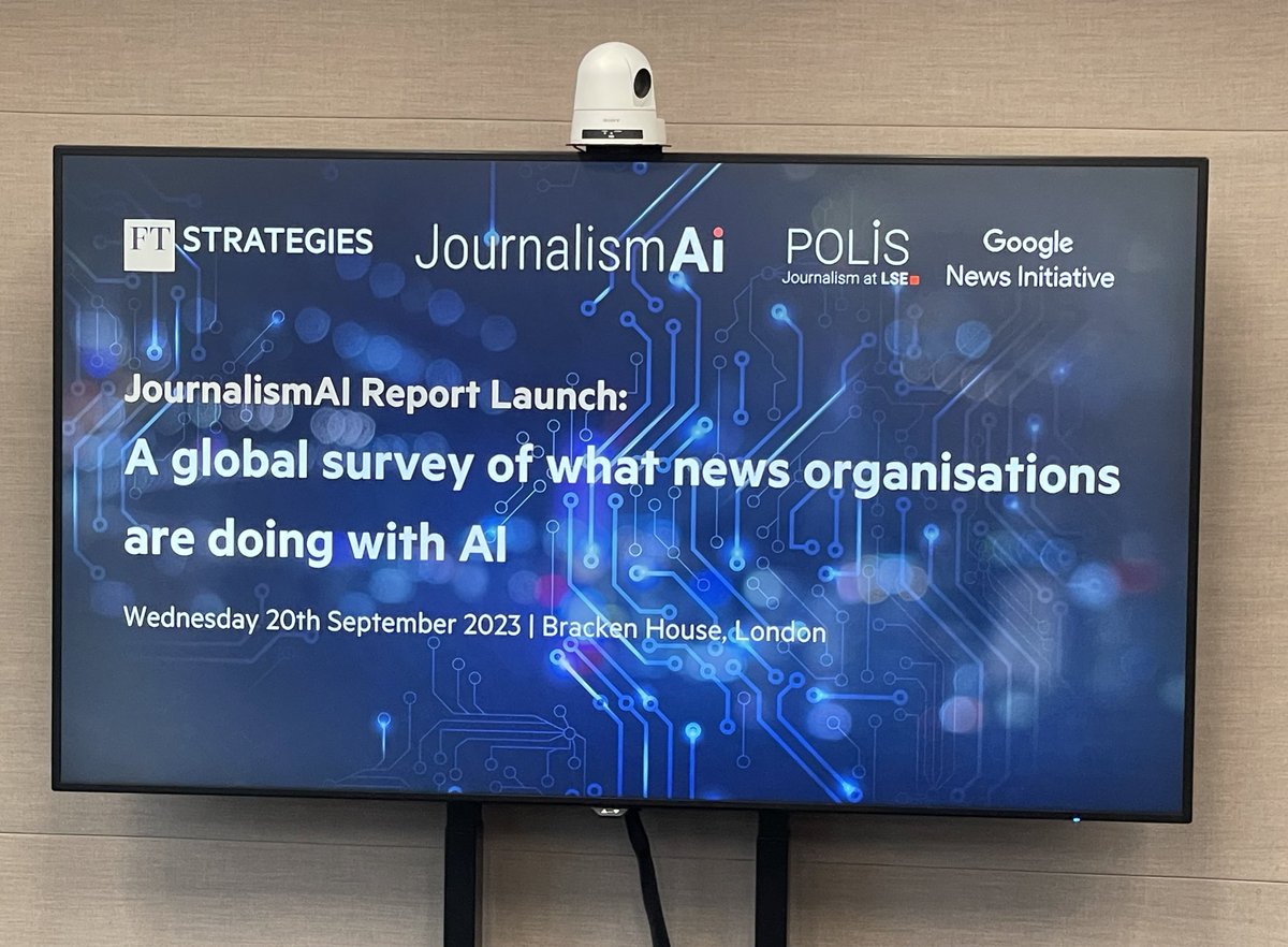 At the @FtStrategies @GoogleNewsInit @PolisLSE launch of the report that will form a base for your newsroom’s AI strategy. #JournalismAI