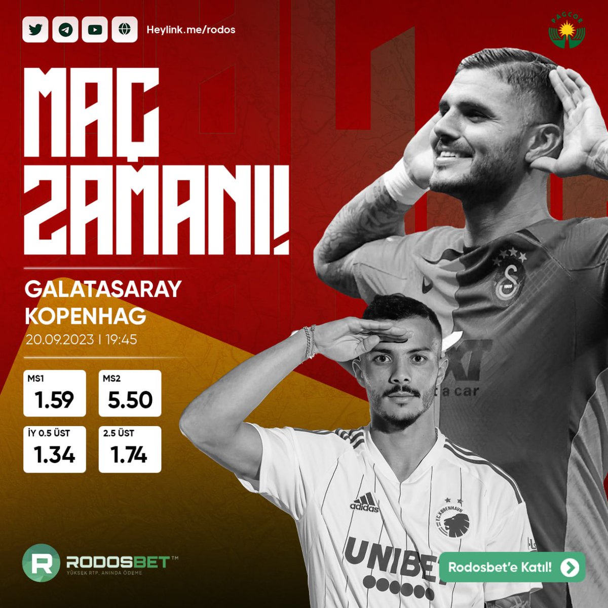 rodosbet's tweet photo. 🌟 Galatasaray - Kopenhag karşılaşmasına canlı veya maç öncesi bahsini al! 

💫  Yüksek oranlarla Rodosbet'te kazan! #GSvKOP #UCL

🔗 Telegram adresimiz
✅ https://t.co/WmNN4UsDED

⚠️ 7/24 güncel website adresimiz:
https://t.co/hUPqJ60nj7 https://t.co/j5J7erHL70