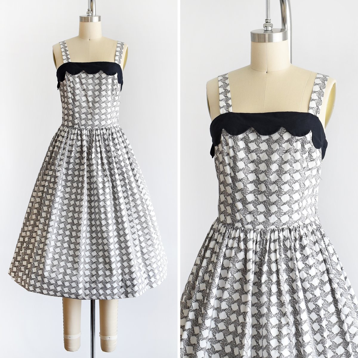 RustBeltThreads's tweet image. New: vintage 50s black and white fern print cotton dress ✨ rustbeltthreads.com/products/vinta…