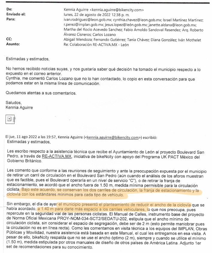 zikloviaVenusC's tweet image. Aca👇el correo que la Dir. de @bikencity envía a distintas instancias del @municipio_leon copiando a la embajada de UK🇬🇧😵

donde preguntan si seguirán colaborando bajo lineamientos del #manualDeCalles 

👉la groserada que se aventó @CynChavezR 

#ReActivaMx2022
#desActivaMx2022