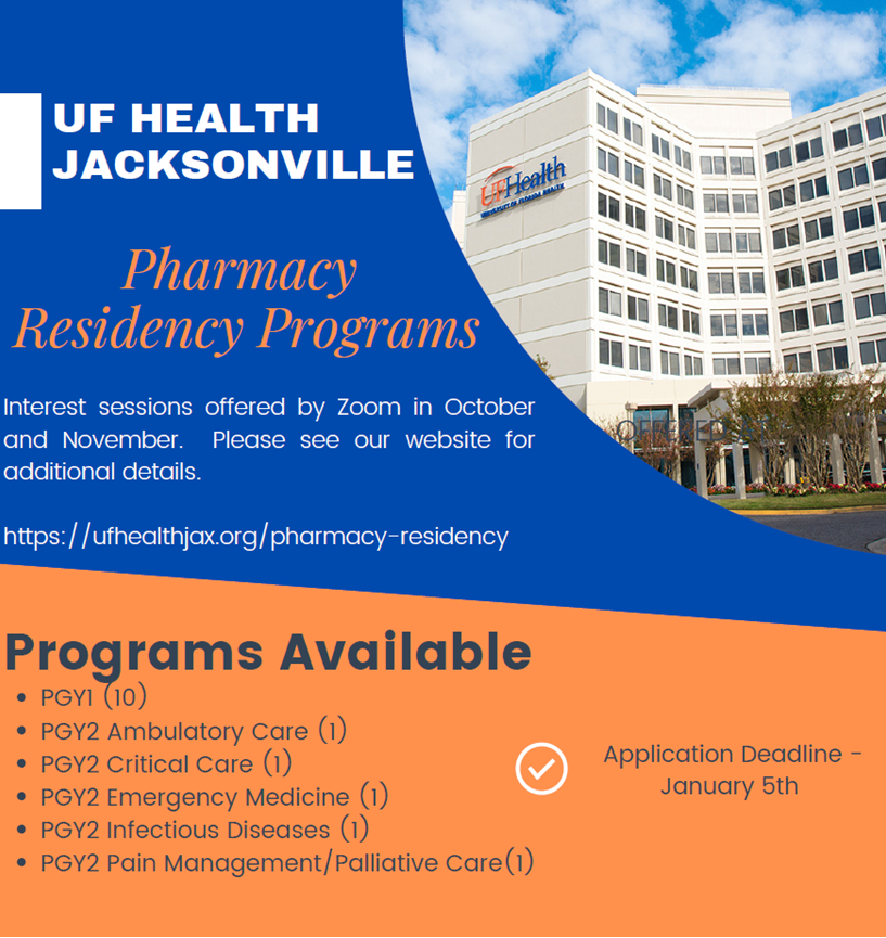 🎓 30+ Years of Training Excellence 🎓 

🌟🐊UF Health Jacksonville has been at the forefront of pharmacy education, nurturing the brightest talents in the field. 🌟🐊
#PharmRes #residency #UF #ashp #pharmacy 

Learn more and apply: ufhealthjax.org/pharmacy-resid…