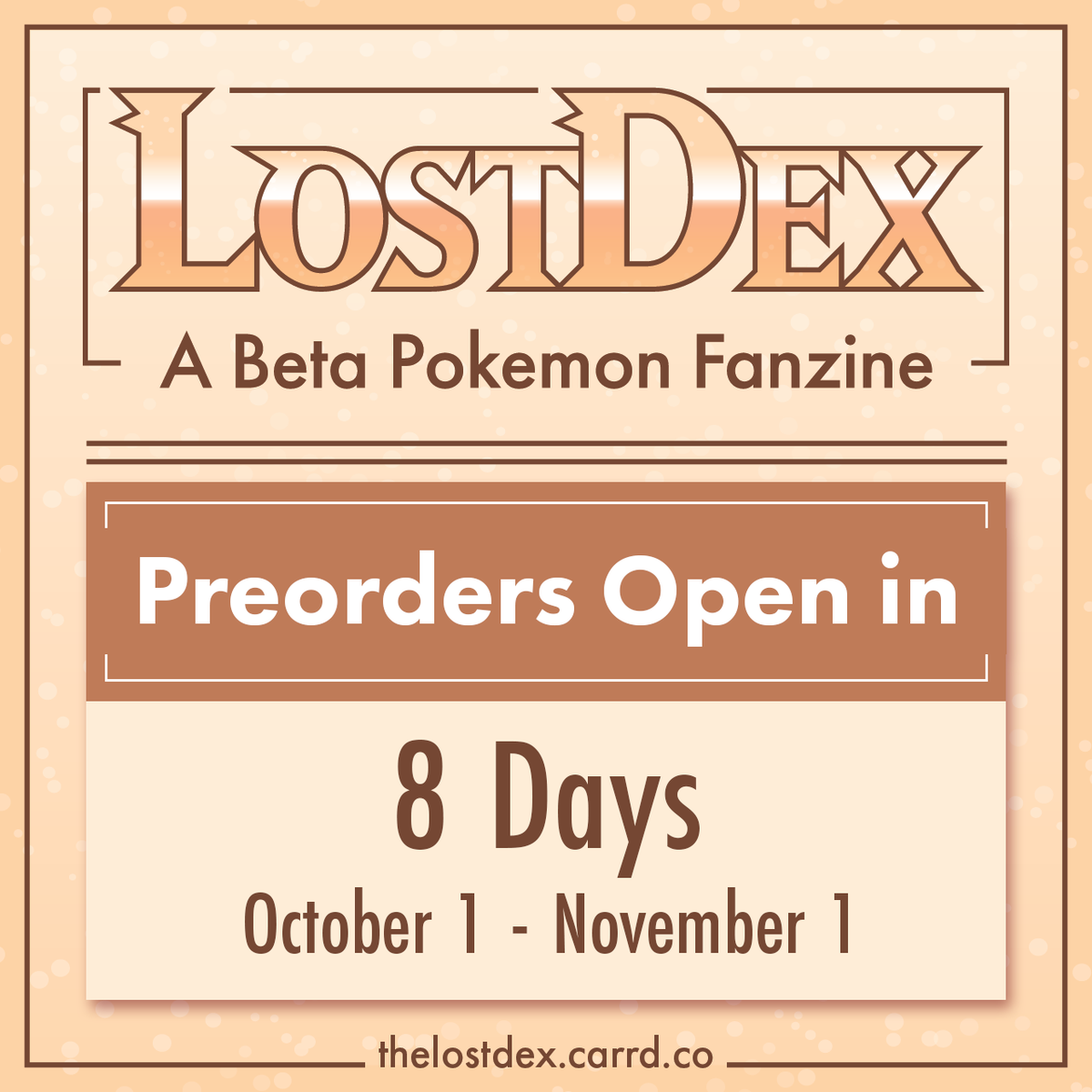 TheLostDex's tweet photo. 8 Days until Preorders begin on October 1st!

Today's merch preview are two desktop and mobile wallpapers chock full of beta Pokemon designed by @posebean! https://t.co/DSrLx0q7xG