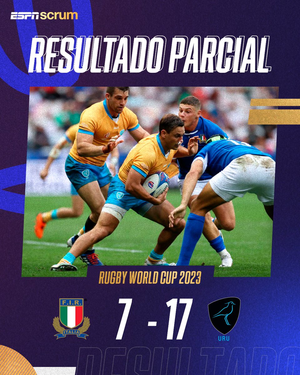 ScrumESPN's tweet photo. Final del primer tiempo: 🇮🇹 7-17 🇺🇾

⭐️ @StarPlusLA
🇺🇾🇵🇪🇵🇾🇧🇴 ESPN

#RWCxESPNEnStarPlus https://t.co/xx1N3I3An1
