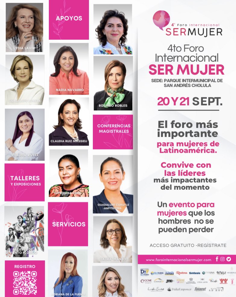 RiveraVivanco_'s tweet photo. ¡Ya comenzó! Les invito a sumarse al 4o. Foro Internacional #SerMujer donde muchas mujeres estaremos compartiendo talleres, conferencias , proyectos y servicios para impulsar la participación de otras mujeres y el involucramiento de los hombres en temas que nos hacer crecer como una sociedad igualitaria.  💜💪🏼
🗓️ 20 y 21 de Septiembre 
📍Parque Intermunicipal de San Andrés Cholula.