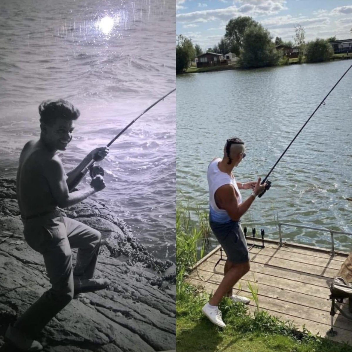 My dad.. my son.. many years apart clearly. Just a lovely photo.. the apple doesn’t fall far from the tree ❤️ #MyDadMySon #fishinglife #Fishing #Seafishing #FreshWaterFishing 🎣🎣🎣