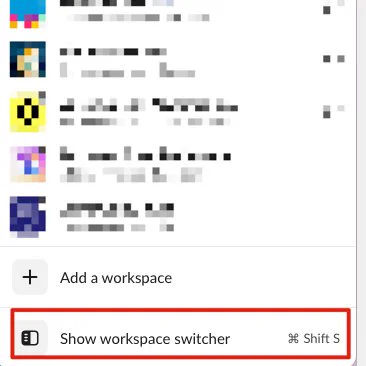 Slack's workspace switcher feature in the new UI