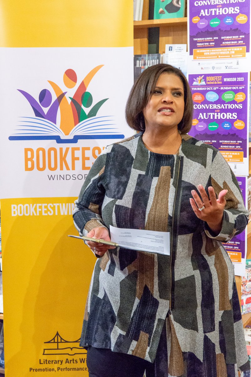BookFestWindsor's tweet photo. Good times at our media launch for BookFest/ Festival du Livre 2023 at Biblioasis Bookshop in Walkerville. Much like the theme of this year's festival, patrons were able to have conversations with authors. Some events do have limited capacity, so grab your tickets now! https://t.co/wUWjyHxzG0