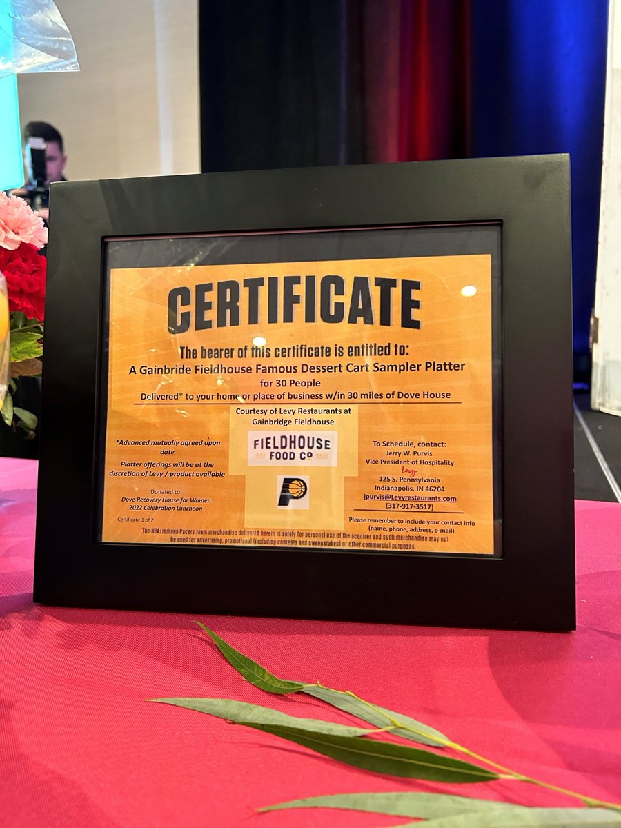 doverecovery's tweet image. Our third and final live auction item winner received a gift certificate for an @Pacers dessert cart sampler through @LevyRestaurants ! Thank you to this generous donor for supporting our life-changing mission! #AuctionWinner #UnlockingHope #DoveHouse #WomensRecovery