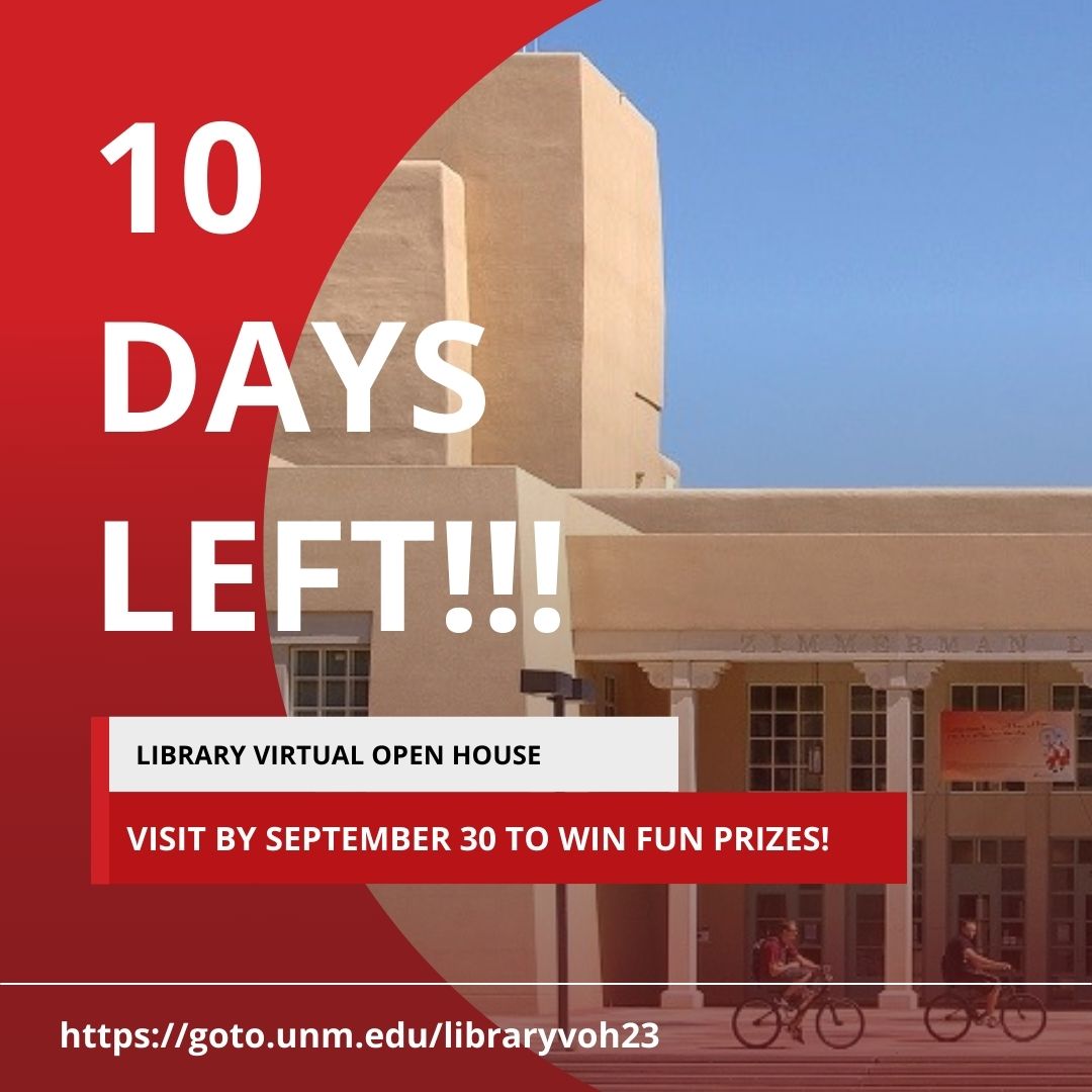 Have you had a chance to visit the library's virtual open house yet? There's still time to get a personal introduction to library services and a chance to win fun prize packs! goto.unm.edu/libraryvoh23
