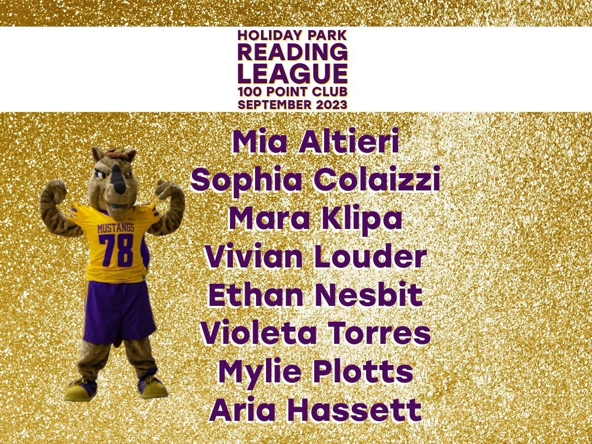 HPRL Announcement! Introducing our 💫 8💫outstanding members of the  Holiday Park Reading League 100 Point Club for SEPTEMBER 2023!  WAY TO GO HPRL!  Please share this fabulous student news!  
<a href="/plumboroughsd/">Plum Borough SD</a> 
<a href="/HPEPBSD/">Fran Sciullo, D.Ed.</a>
<a href="/PlumTeachers/">Plum Teachers</a>