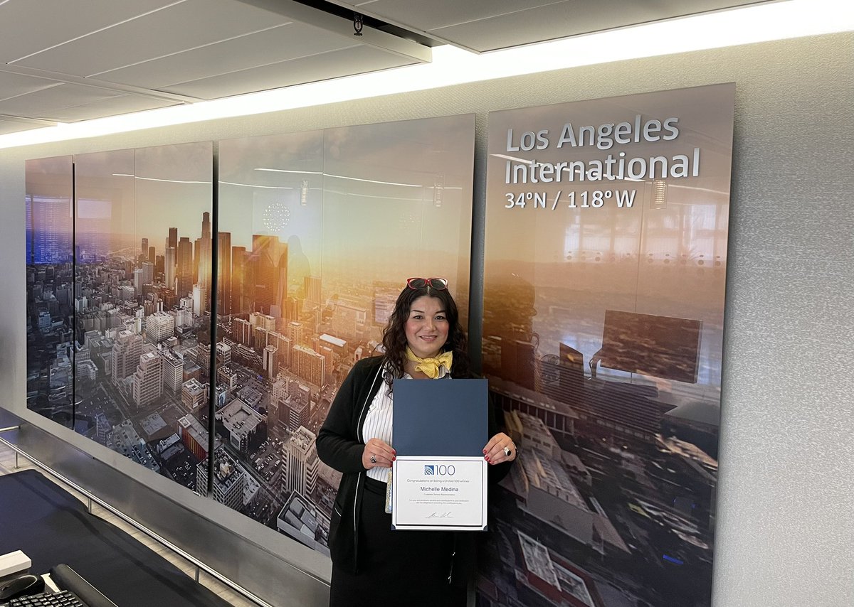 CONGRATULATIONS to our very own LAXCS UNITED 100 WINNER! Thank you Michelle for taking such exceptional care of our customers and representing LAX proudly! @Glennhdaniels @JABLAX310 @JoLAXtheBrit1 @weareunited
