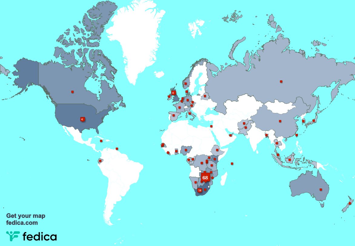 I have 1 new followers from Zimbabwe 🇿🇼 last week. See fedica.com/!JabuShumba