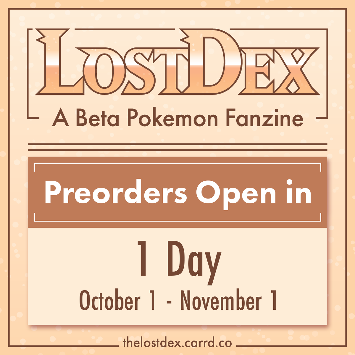 TheLostDex's tweet photo. It's only 1 Day until Preorders begin on October 1st!

We are proud to announce that all profits from this zine will be going to the World Wildlife Fund! While we preserve these lost designs, they're dedicated to preserving real animals. https://t.co/LggiPiKJpy