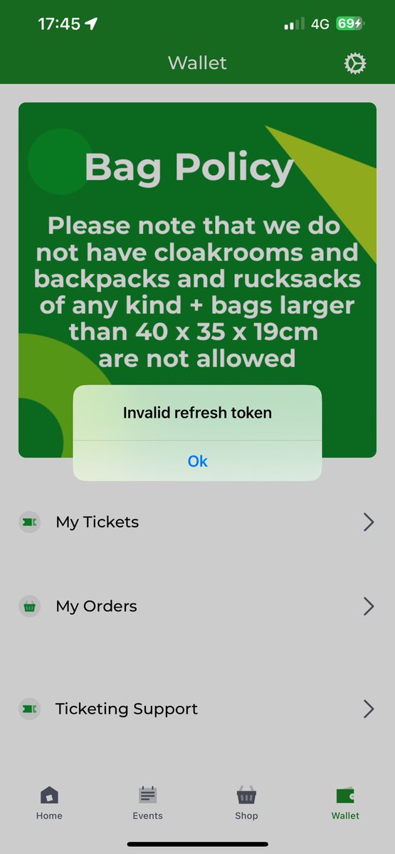 _Drapes's tweet photo. @OVOArena I keep getting an error when I try to get my tickets in the OVO Arena app. 

I’ve tried to reinstall and logout and in to no avail. I linked my AXS account and they did appear a few weeks ago but now this (attached). Help? 😂 https://t.co/vdwJz5Asn7