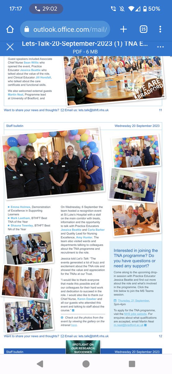 Really happy the #tnarecognitionday got a feature in <a href="/BTHFT/">Bradford Teaching Hospitals NHS FT</a> staff magazine. Feedback has been collated and reviewed so thank you for participating in this so we can continue to improve. <a href="/faaayeeee/">Faye Irving</a> <a href="/ClareChipp69300/">Clare Chippendale</a> @BTHFTPracticeEd