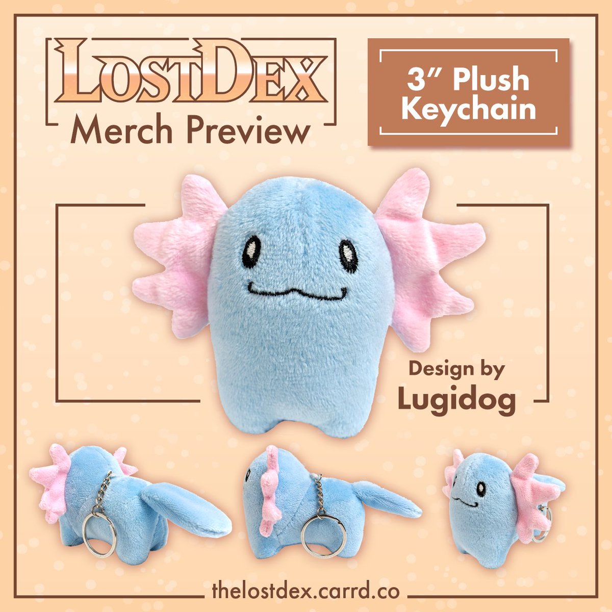 TheLostDex's tweet photo. 2 Days until Preorders begin on October 1st!

Today's merch preview is this adorable plush keychain designed by @Lugidog! https://t.co/lW733dEAep