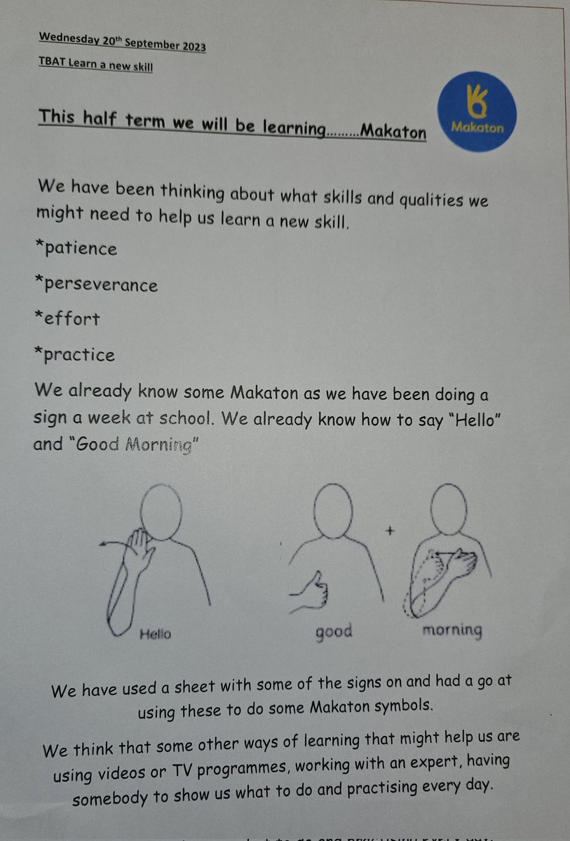 Y3OPS's tweet image. In Reflect Ed we have started learning the new skill of Makaton. This includes our Signs of the Week that we are learning across school #reflected #newskills #persevere