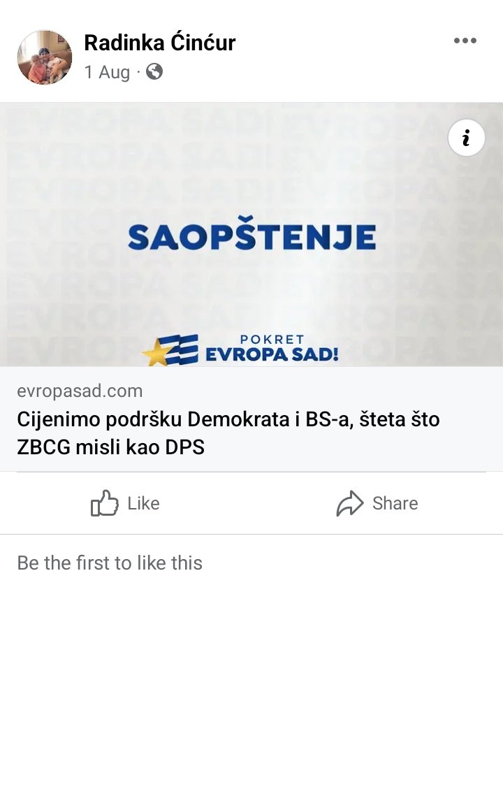 Ne želim ni na koji način da omalovažim gospođu Ćinćur, 
već se samo pitam koja ju je muka naćerala da od "iste ekipe" počne da insistira da dio ekipe mora biti dio izvršne vlasti.

Stiče se utisak da ođe nisu čista posla, te da nije slobodno uvjerenje u pitanju već nešto drugo.