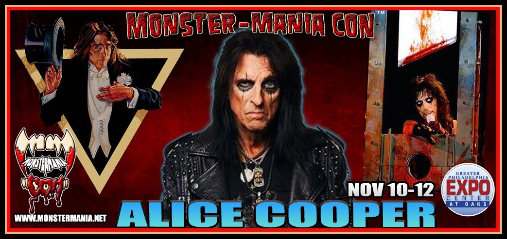 ALICE COOPER rocks Monster-Mania at @PhillyExpoOaks Nov 10-12!
Tix: purchase.growtix.com/eh/MONSTER_MAN…

#AliceCooper #hardrock #heavymetal #shockrock  #horror #horrorfamily #horrorfans #newjersey #philly #delaware #newyork #monstermania #horror #HorrorCommunity #horrorcon