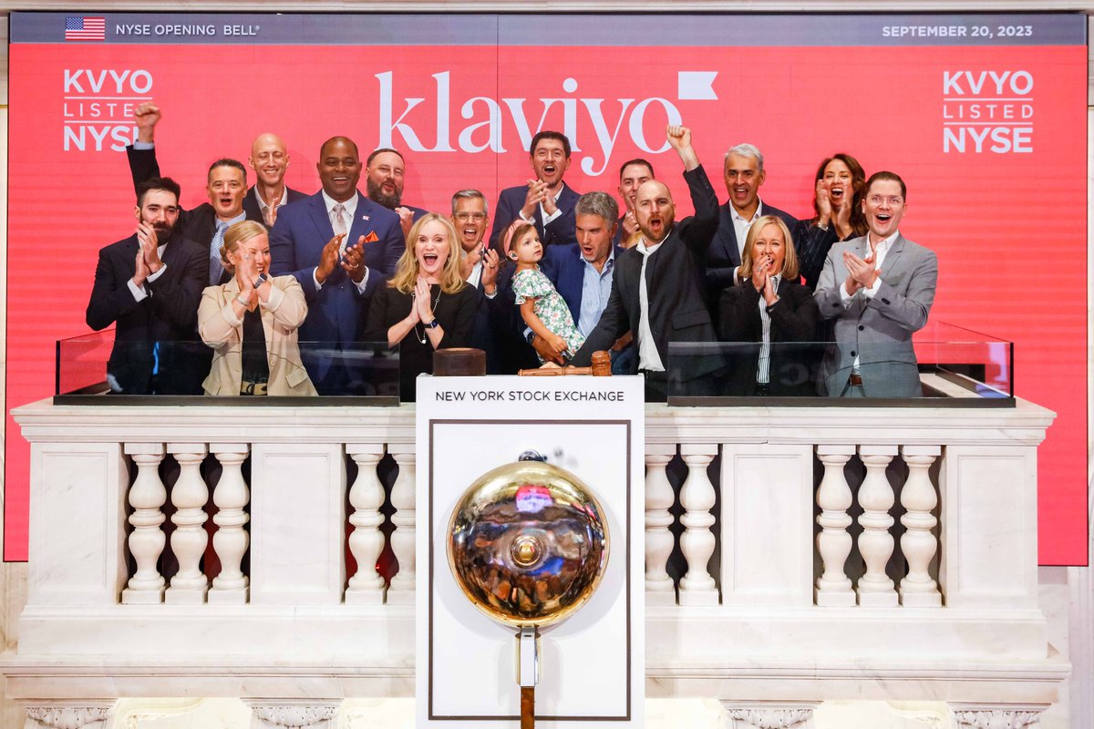1,500+ Klaviyos.
130k+ customers.
5,000+ partners.
300+ integrations.

This wouldn't be possible without all of you. $KVYO is officially listed on the <a href="/NYSE/">NYSE 🏛</a>!
(📸: <a href="/NYSE/">NYSE 🏛</a>)