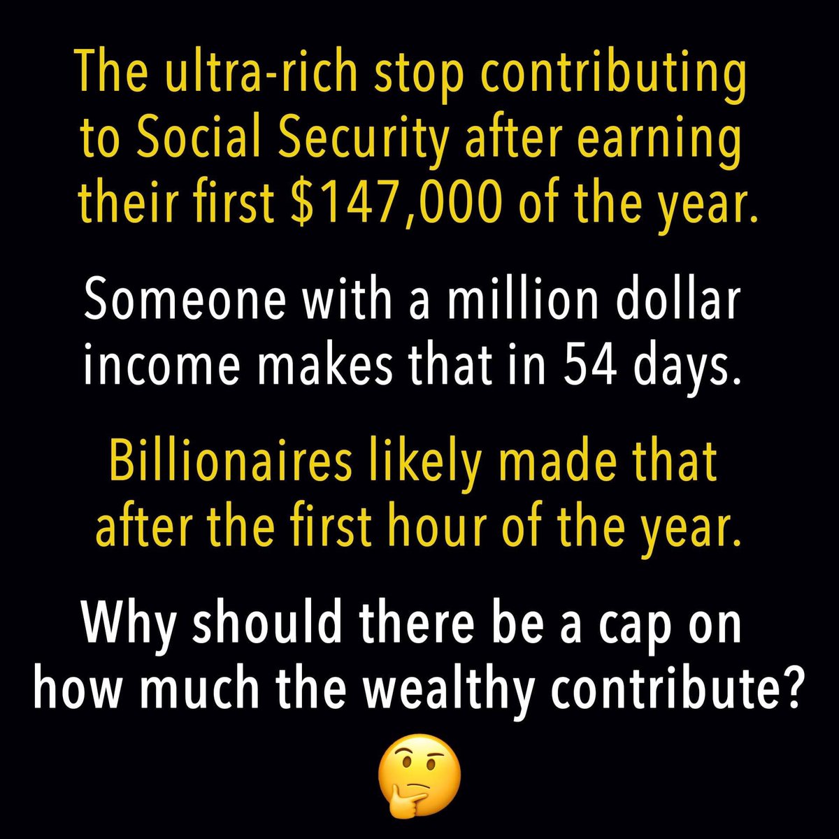 jilevin's tweet image. If we eliminate the taxation cap on earnings, social security would be forever solvent.