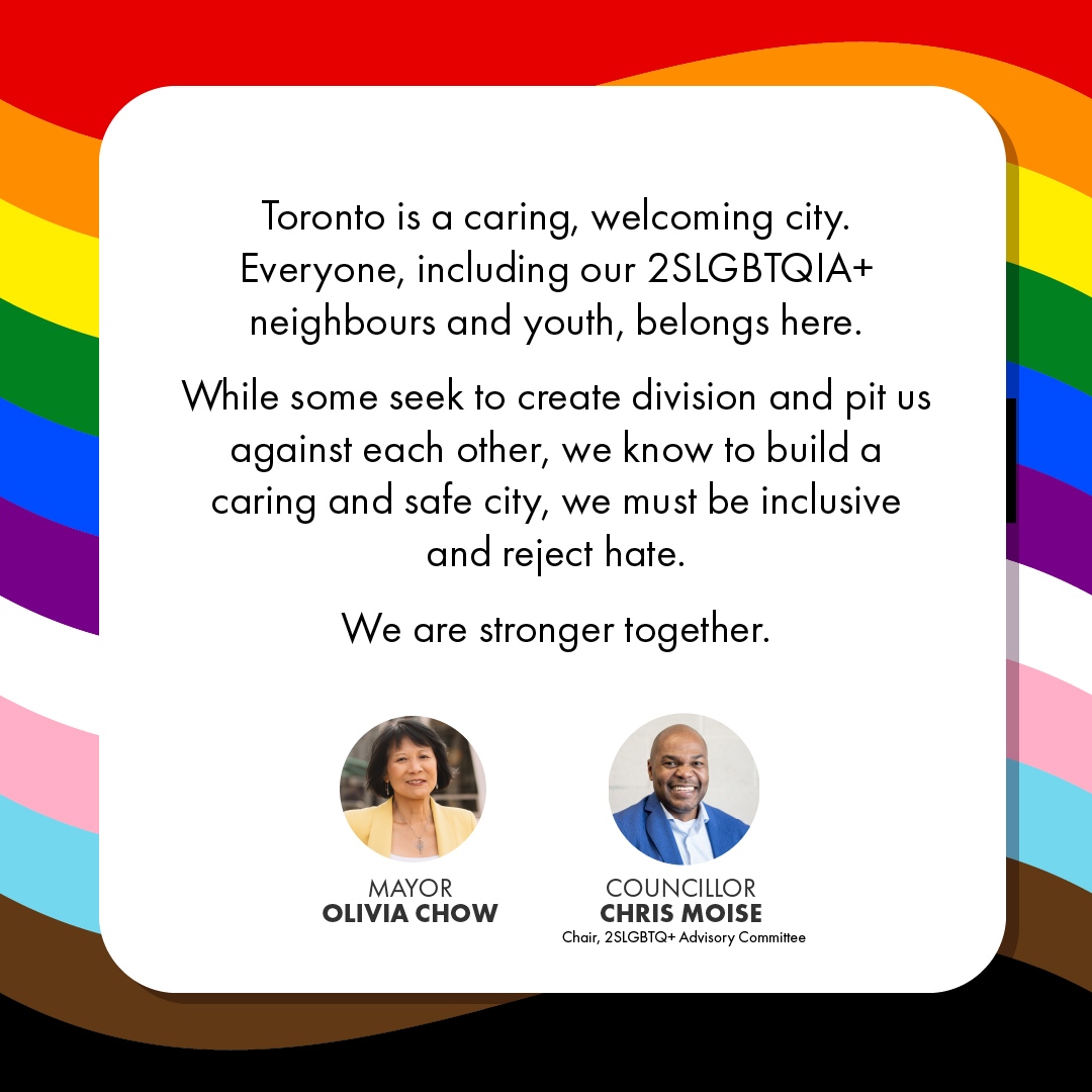 MayorOliviaChow's tweet photo. We stand against all forms of discrimination, hatred and bigotry, and for the safety and well-being of all young people.

Some wish to target our schools and libraries to spread hate. We know these must be spaces that welcome everyone, especially students. https://t.co/UtAZo9LD6W