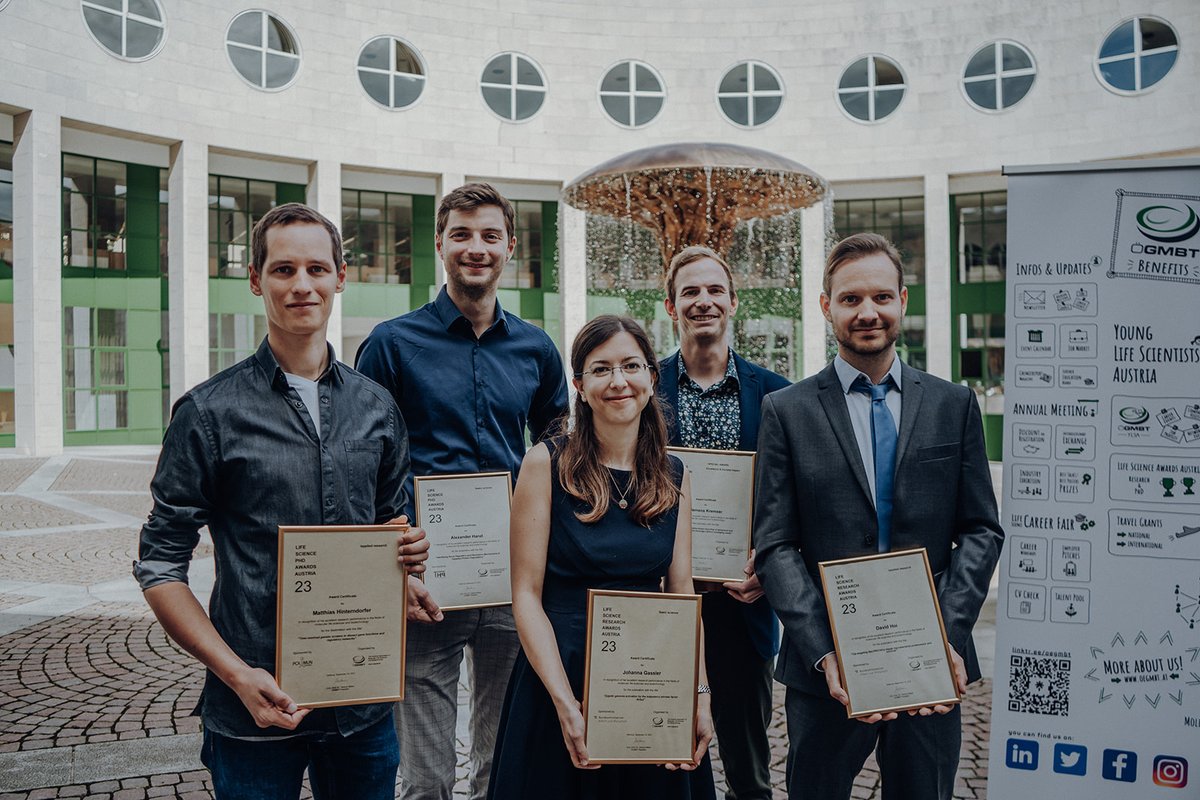 CeMM_News's tweet photo. Congratulations to former CeMM PhD student @AlexanderHanzl &amp; current postdoc Matthias Hinterndorfer (@_matthias_h), both from @georg_e_winter's group at #CeMM, for being awarded the prestigious ÖGMBT Life Science PhD Award Austria 2023! 🏆🎉 https://t.co/RjLQ76SoQ6