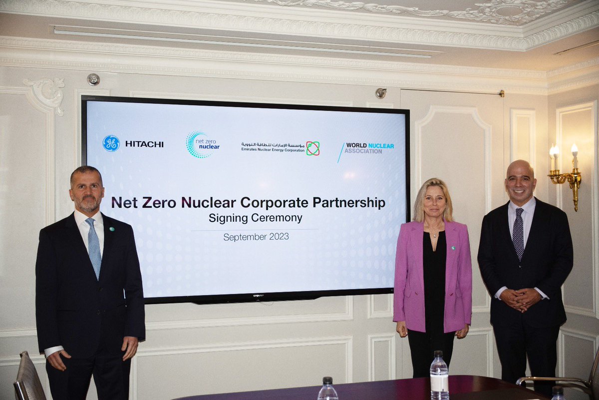 🤝 Welcome aboard @gehnuclear! We were delighted to announce GE Hitachi as our first corporate partner at the @ACGlobalEnergy Nuclear Energy Policy Summit. Reaching #NetZero will require unprecedented collaboration and we are pleased to have GE Hitachi share our vision.