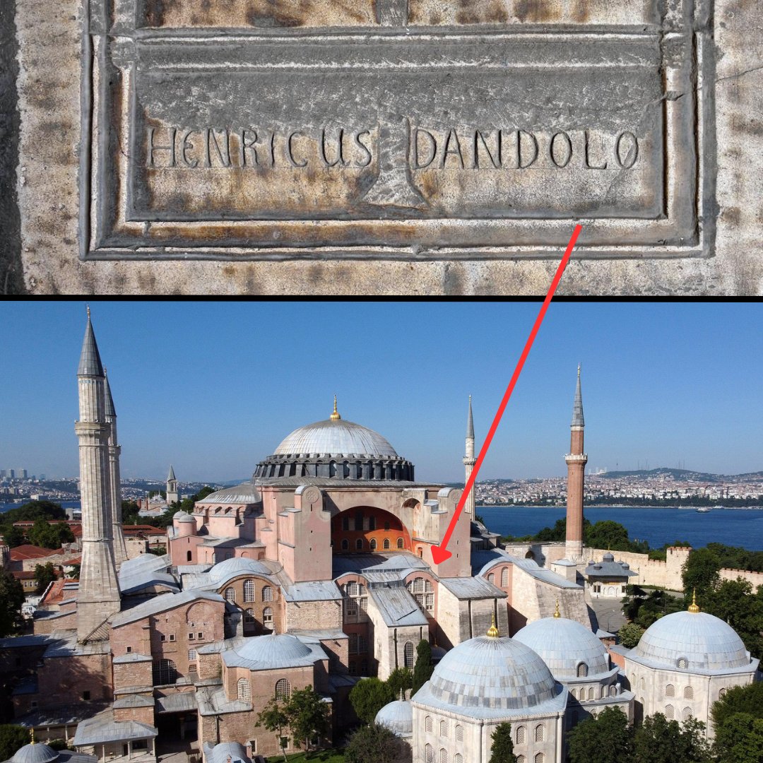 OldArchiTexts's tweet photo. The only man to be buried in Hagia Sophia

Throughout 1500 years, only once was a grave placed within the walls of #HagiaSophia. Was it an emperor, a patriarch, or even a sultan?

No, in fact it belonged to a blind Doge of Venice, Enrico Dandolo, who once captured #Constantinople https://t.co/cJWYuv2UJP