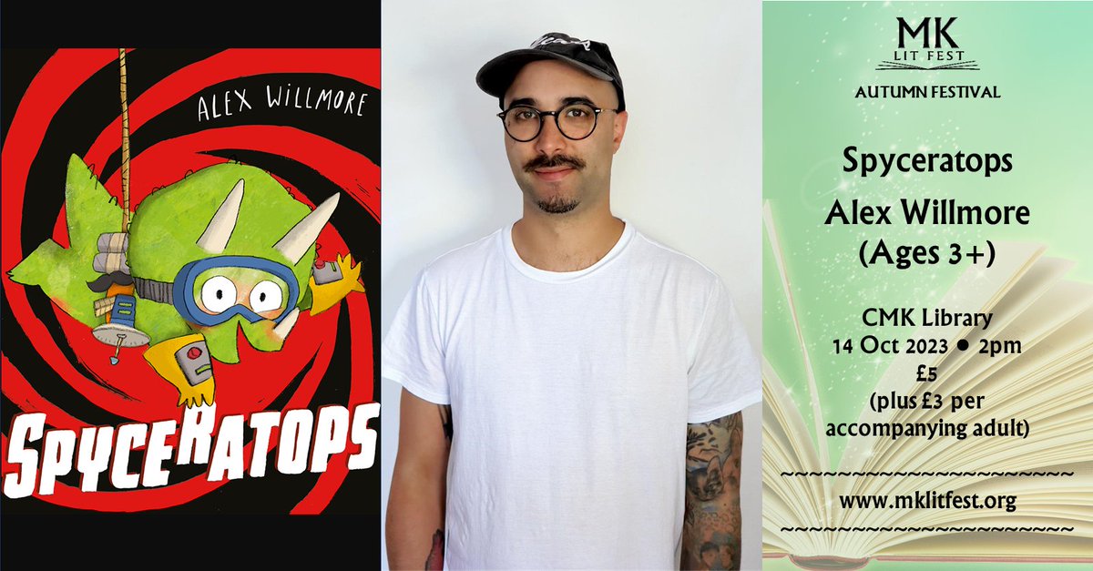 On 14/10, we're excited to be hosting author/illustrator #AlexWillmore and  #Spyceratops: the little dinosaur who's the Greatest Secret Agent in the World!
Tickets: mklitfest.org/spyceratops
#dnaofnia @FarshoreBooks #childrensbooks #picturebooks #kidsbooks #picturebooksforkids