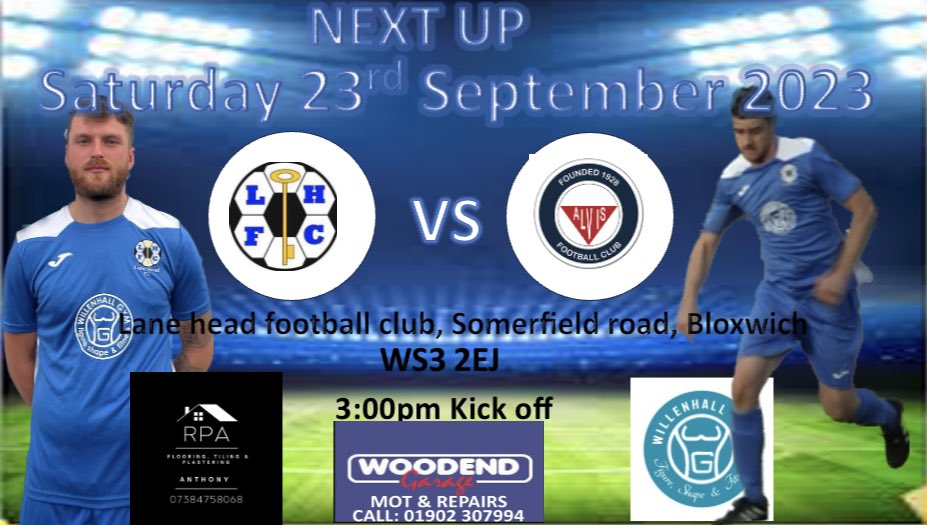 ❗️NEXT UP❗️

We are back to league action and back at home this Saturday as we face <a href="/CovAlvis/">𝗖𝗼𝘃𝗲𝗻𝘁𝗿𝘆 𝗔𝗹𝘃𝗶𝘀 𝗙𝗖</a> in what should be a good game. If you have nothing to do this Saturday come down and support the lads 💪⚽️

#upthelane 💙