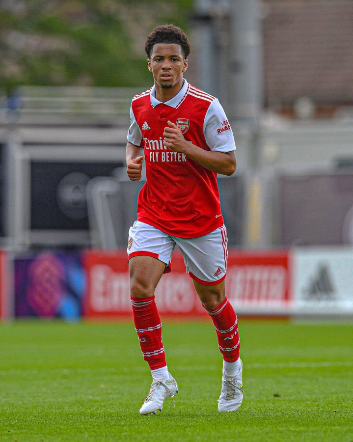 Ethan Nwaneri scores Arsenal’s first goal in the Youth Champions League since 2016, as he opens the scoring against PSV.
