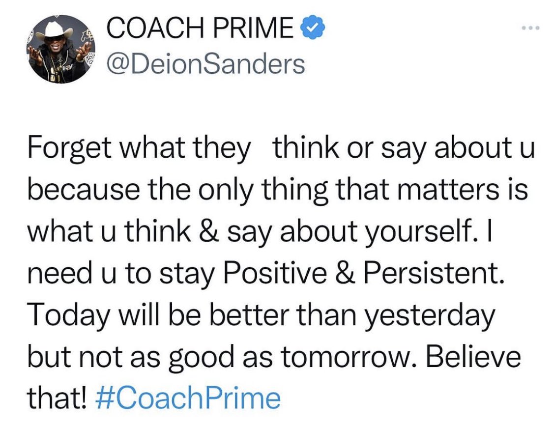 Xcontentking's tweet photo. @DeionSanders Be you and be ready for success 💯#CoachPrime https://t.co/b2QN4u4Ee8