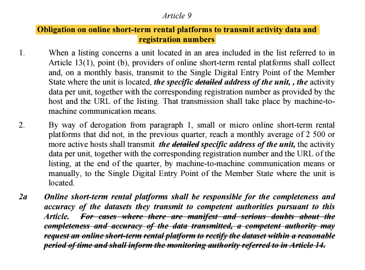 👏 La Comisión de Mercado Interior y Protección del Consumidor del 🇪🇺 Parlamento Europeo está dando pasos significativos hacia una mayor transparencia y regulación del uso turístico de las viviendas.

👇👇👇