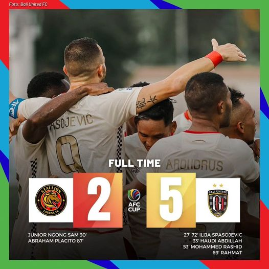 BANTAAI
Gacooorr, Bali United berhasil meraih kemenangan besar di laga perdana AFC Cup dengan mengalahkan Stallion Laguna 5-2 di kandang lawan
Bali United bermain sangat baik..sebenernya bisa 6 gol tadi jika penalti Spaso masuk..
Mantab.. gini baru wakil Indonesia.. top📷