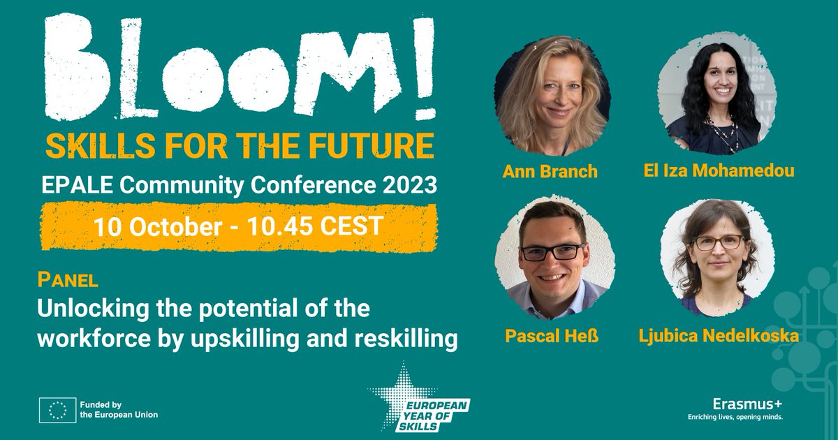 EPALE_EU's tweet photo. ⏳ -20 to the #EPALECommunityConference

💬 Panel on #upskilling and #reskilling with:
🗣 @AnnBranchEU - @EU_Social 
🗣 @ElIzaMohamedou - @OECD
🗣 Pascal Heß - @iab_news
🗣 @LjubicaNed - @CSHVienna

Find out more👉https://t.co/5BRLK6bzuT

#AdultLearning #EuropeanYearOfSkills https://t.co/RA5uZ1c4QI