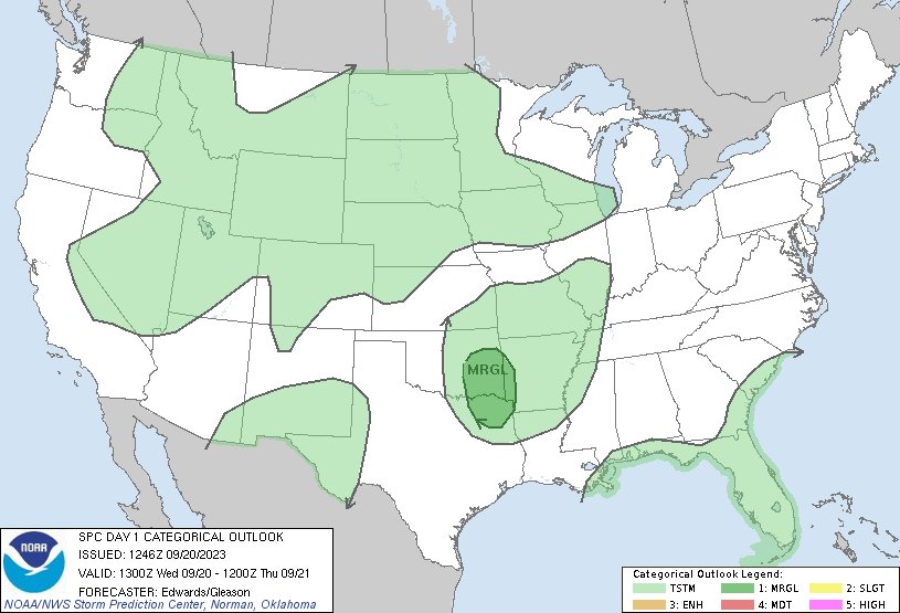 7:48am CDT #SPC Day1 Outlook Marginal Risk: across parts of eastern ...