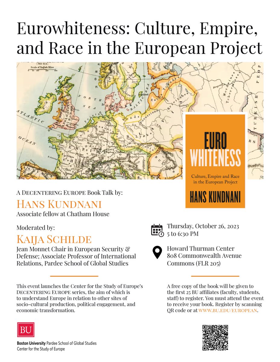 Really looking forward to discussing #Eurowhiteness with @kaijaschilde at at @BUEuropean @BUPardeeSchool next month. Sign up here: bu.edu/european/2023/…